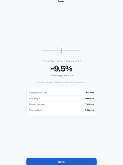 Line Bisection result screen