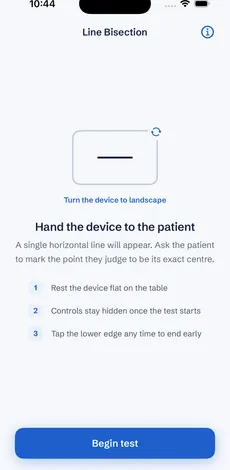 Line Bisection test screen
