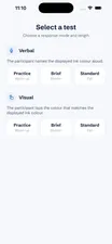 Stroop Test select a test screen